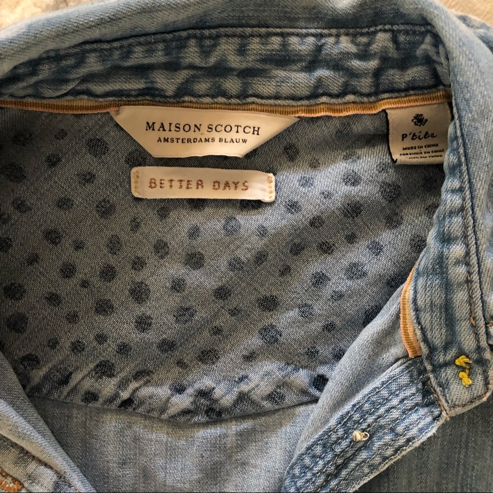 Denim cotton button down collared blue shirt - petite scotch and soda - Picture 3 of 4